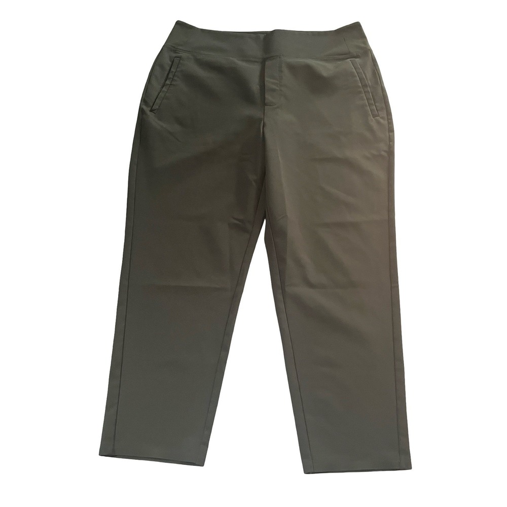 Athleta Women's Size 16 Army Green Pull-On Dress Pants Skinny Pockets Stretchy